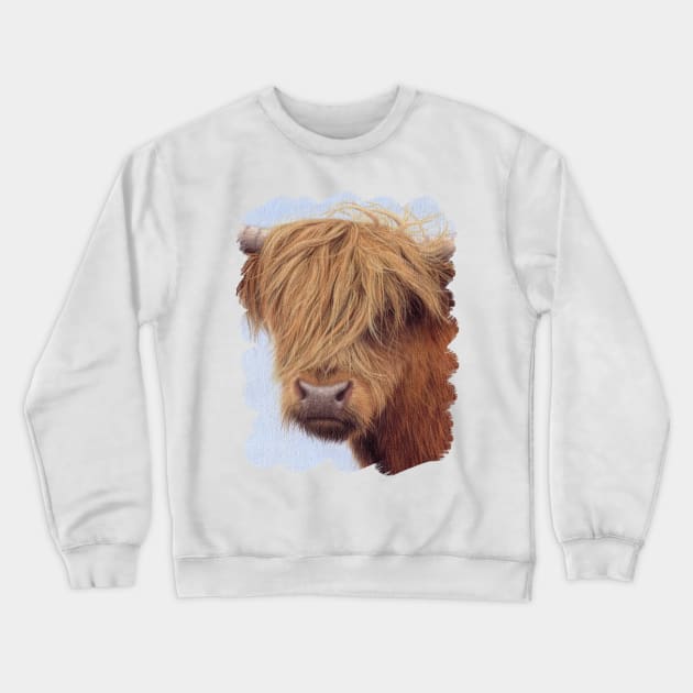 Highland Cow Painting Crewneck Sweatshirt by rachelstribbling